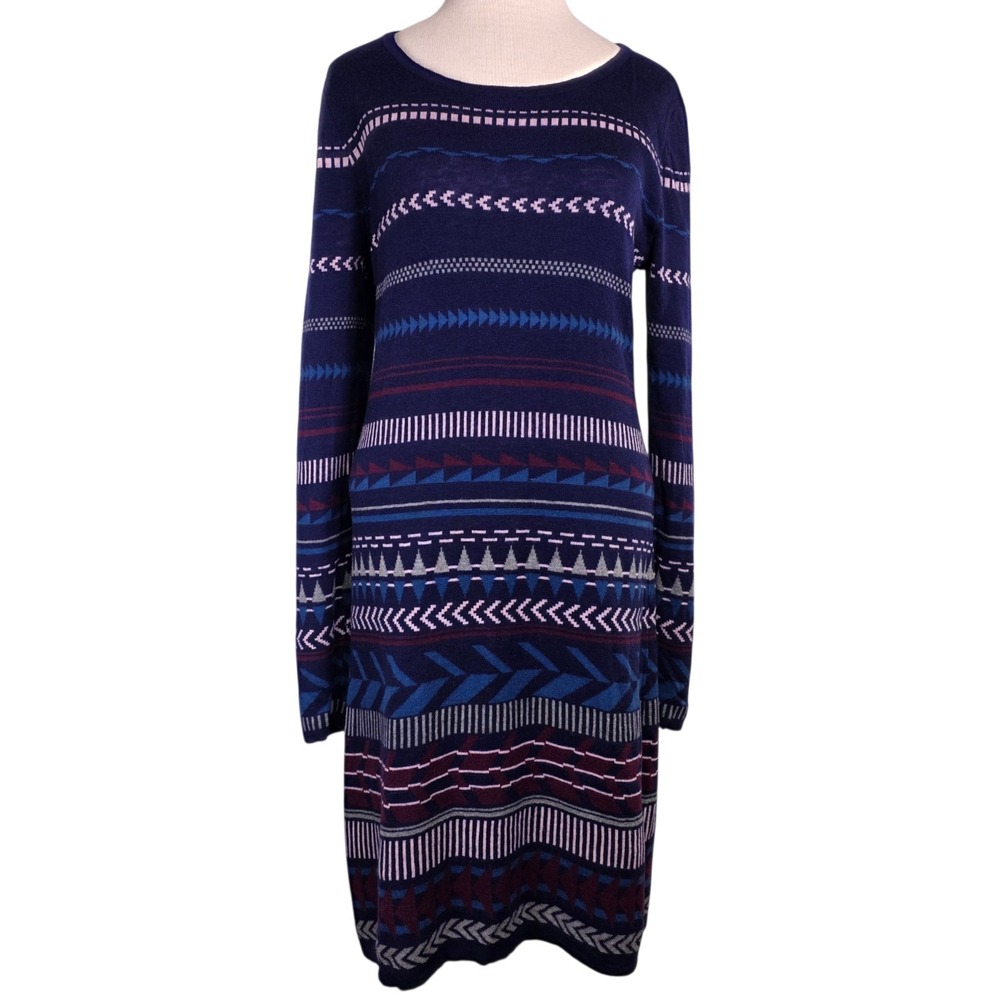 Krimson Klover Sweater‎ Dress Women's M Merino Wool Blend Geometric Ski Lodge